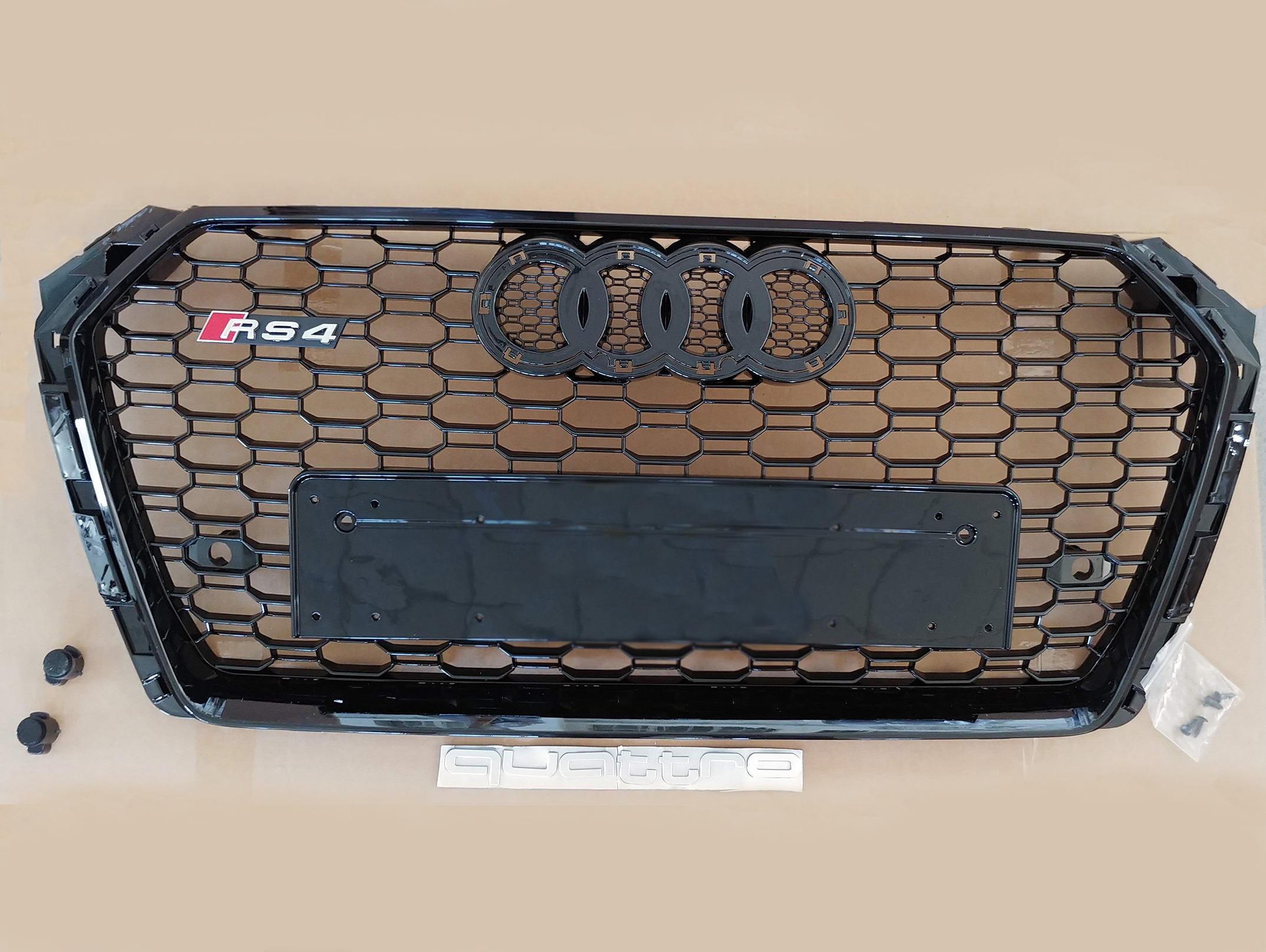 Audi A4 Pre-Facelift B9 2016-2019 Front Honeycomb Grille, RS4 Quattro Style Black